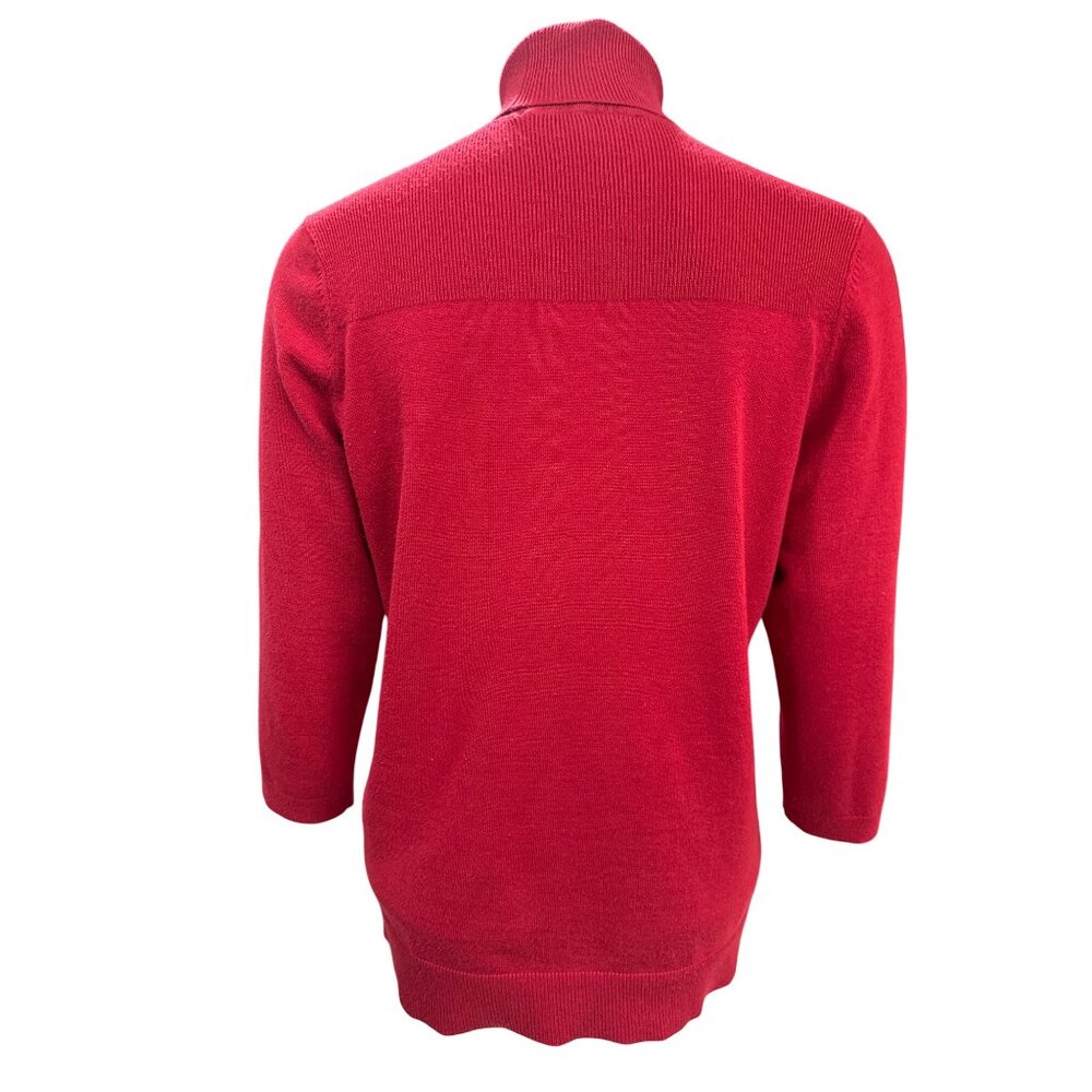 Chicos Size 0 Red Rayon Blend Mock Neck Sweater Top Soft Knit Minimalist Core - Picture 4 of 11